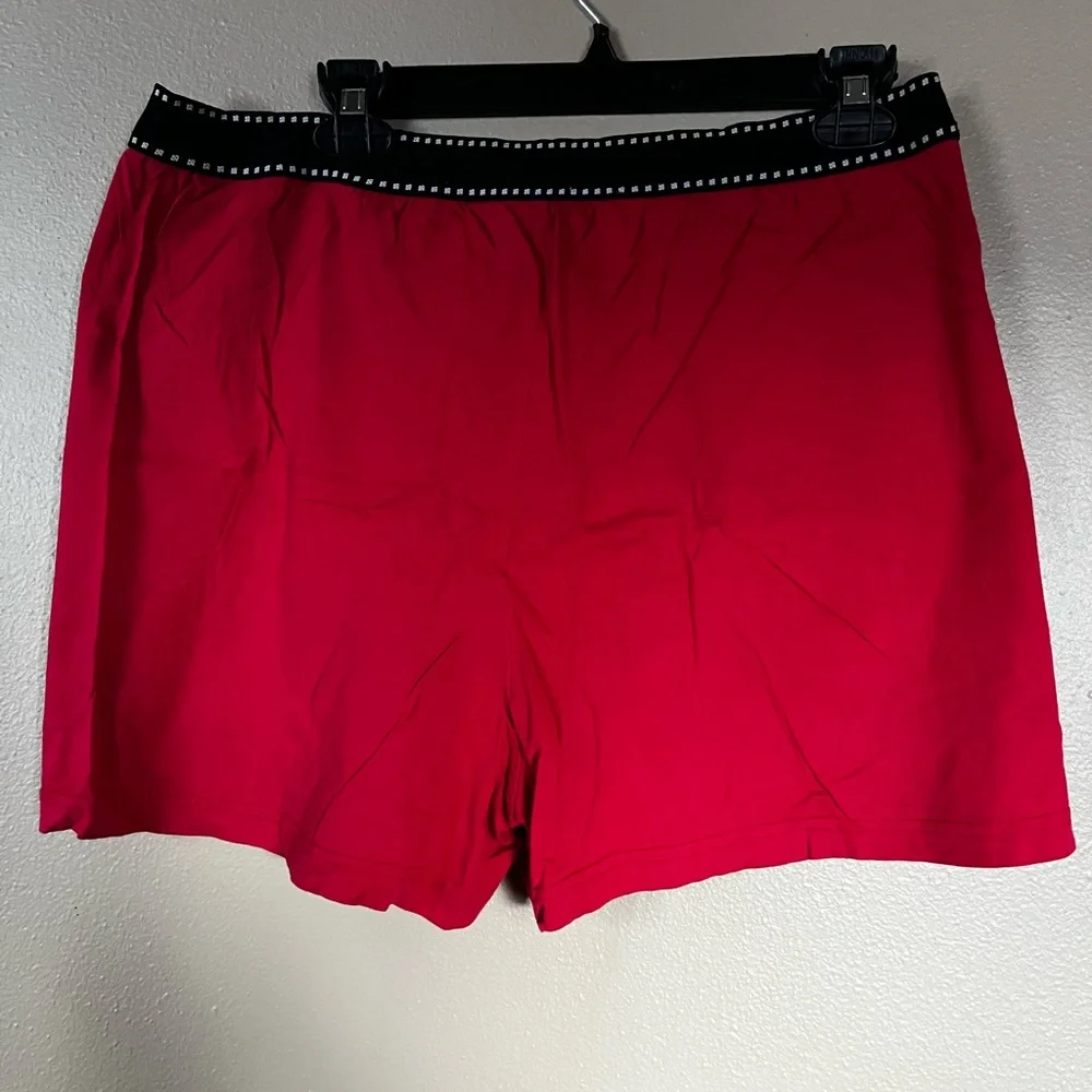 Vibrant red M&M’s women’s shorts with elastic waistband. Women’s Size Large